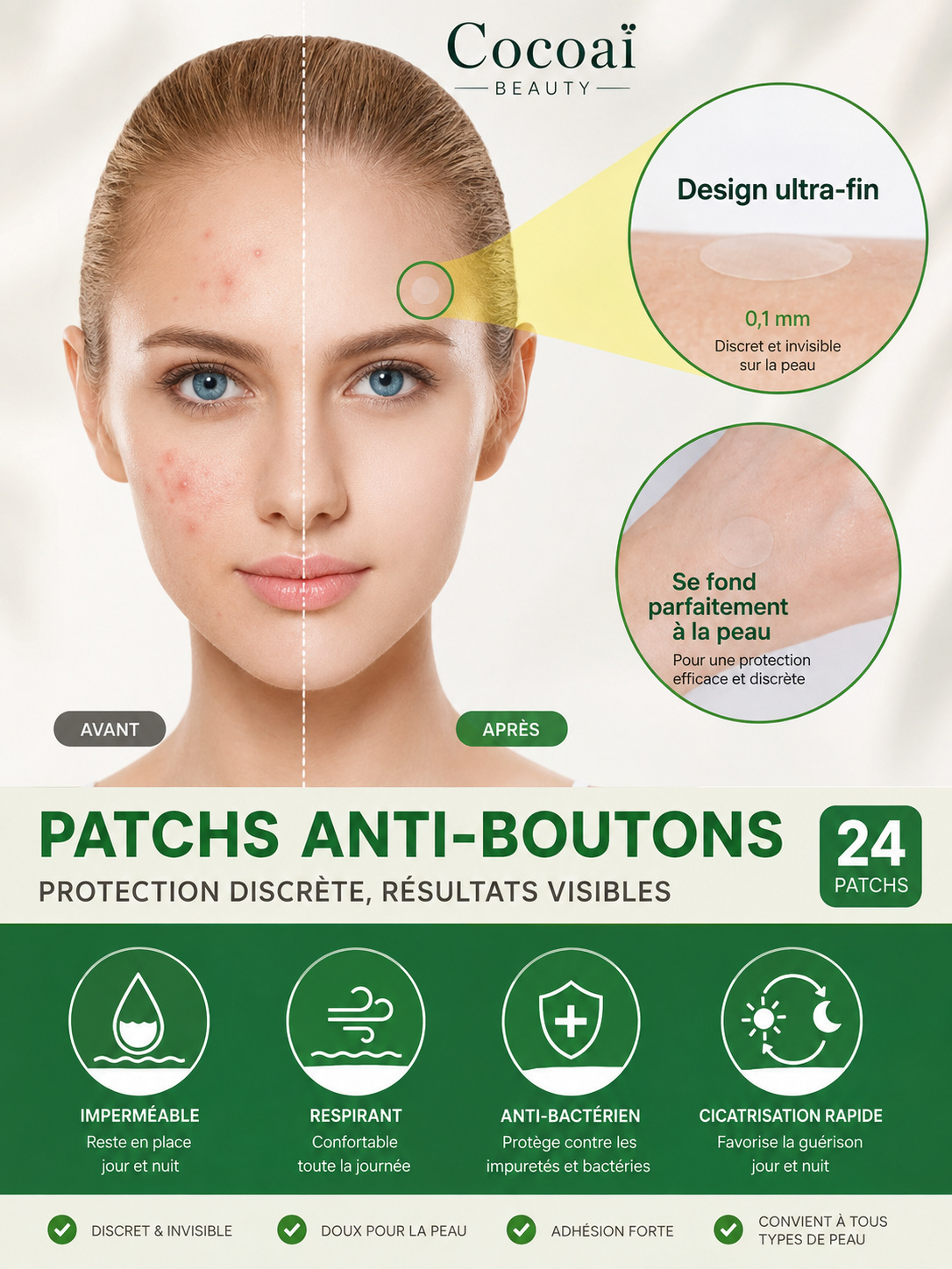 Patchs Anti-Boutons Hydrocolloïde Invisibles | COCOAÏ BEAUTY